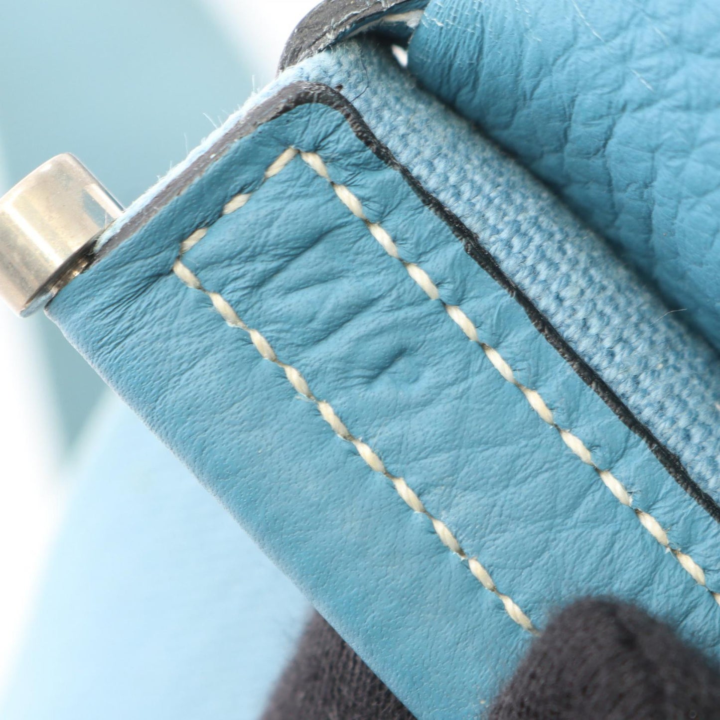 サコ ブルージーン ショルダーバッグ トリヨンクレマンス ブルー シルバー金具 □A刻印 エルメス バッグ HERMES