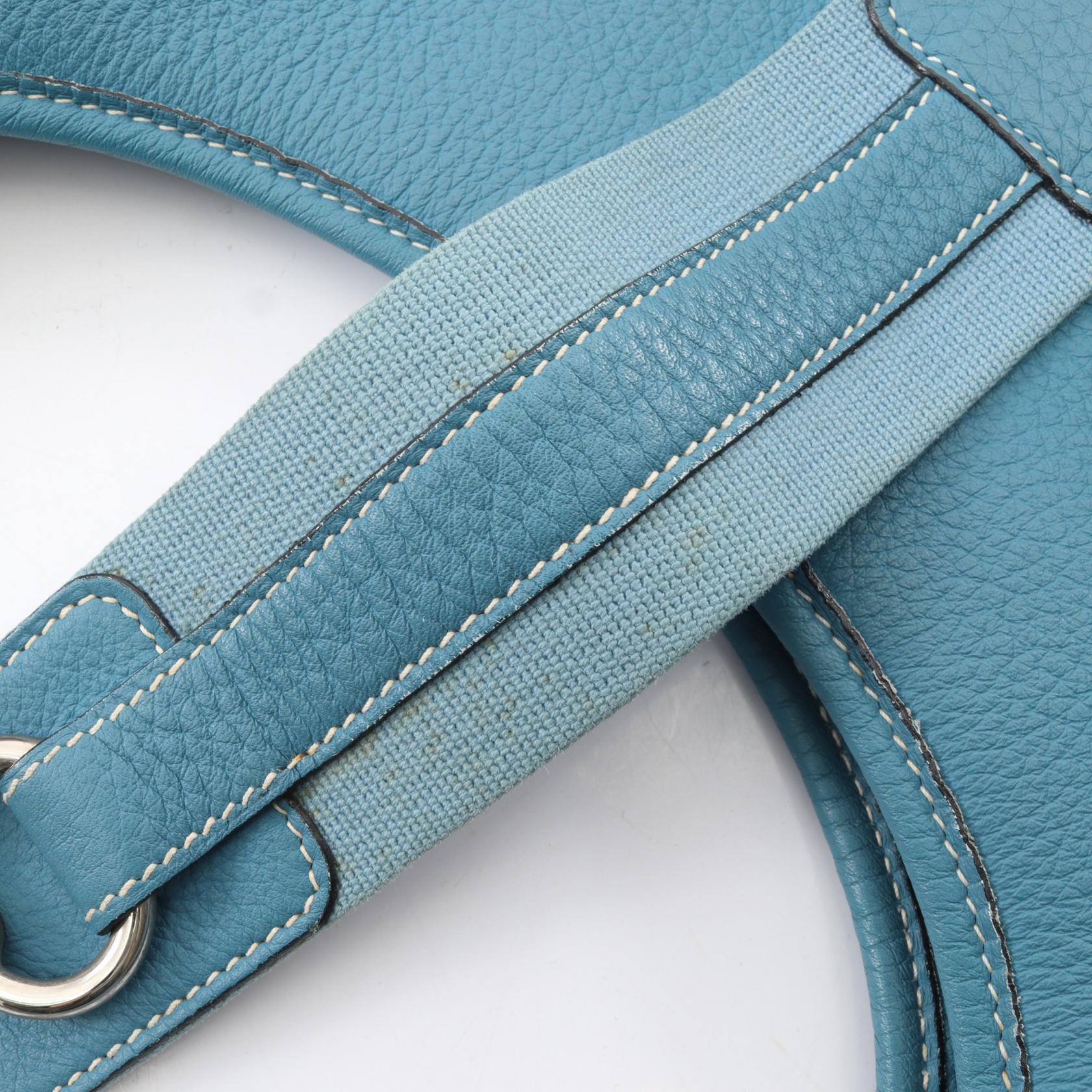 サコ ブルージーン ショルダーバッグ トリヨンクレマンス ブルー シルバー金具 □A刻印 エルメス バッグ HERMES