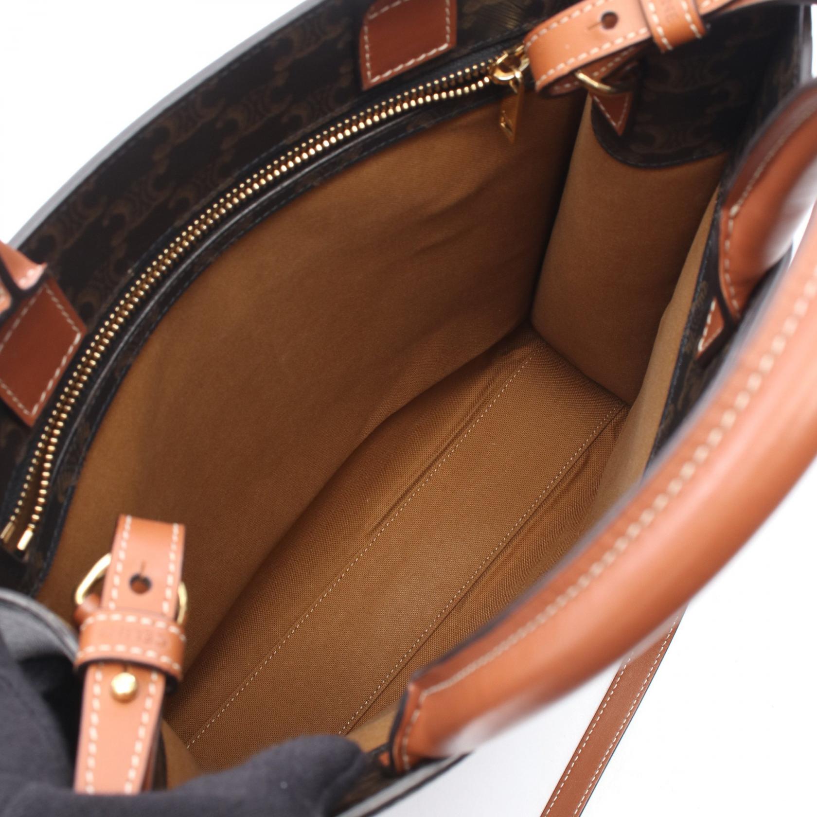 スモール バーティカル カバ トリオンフ 2WAY ハンドバッグ トートバッグ PVC レザー ブラック ブラウン セリーヌ バッグ CELINE