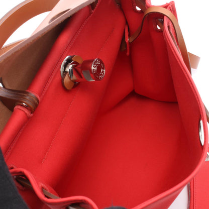 エールバッグジップPM ブーゲンビリア 2WAY ハンドバッグ トワルオフィシェ ヴァッシュハンター レッド ブラウン シルバー金具 C刻印 エルメス バッグ HERMES
