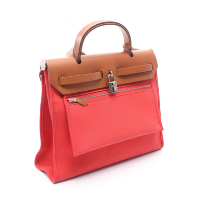 エールバッグジップPM ブーゲンビリア 2WAY ハンドバッグ トワルオフィシェ ヴァッシュハンター レッド ブラウン シルバー金具 C刻印 エルメス バッグ HERMES