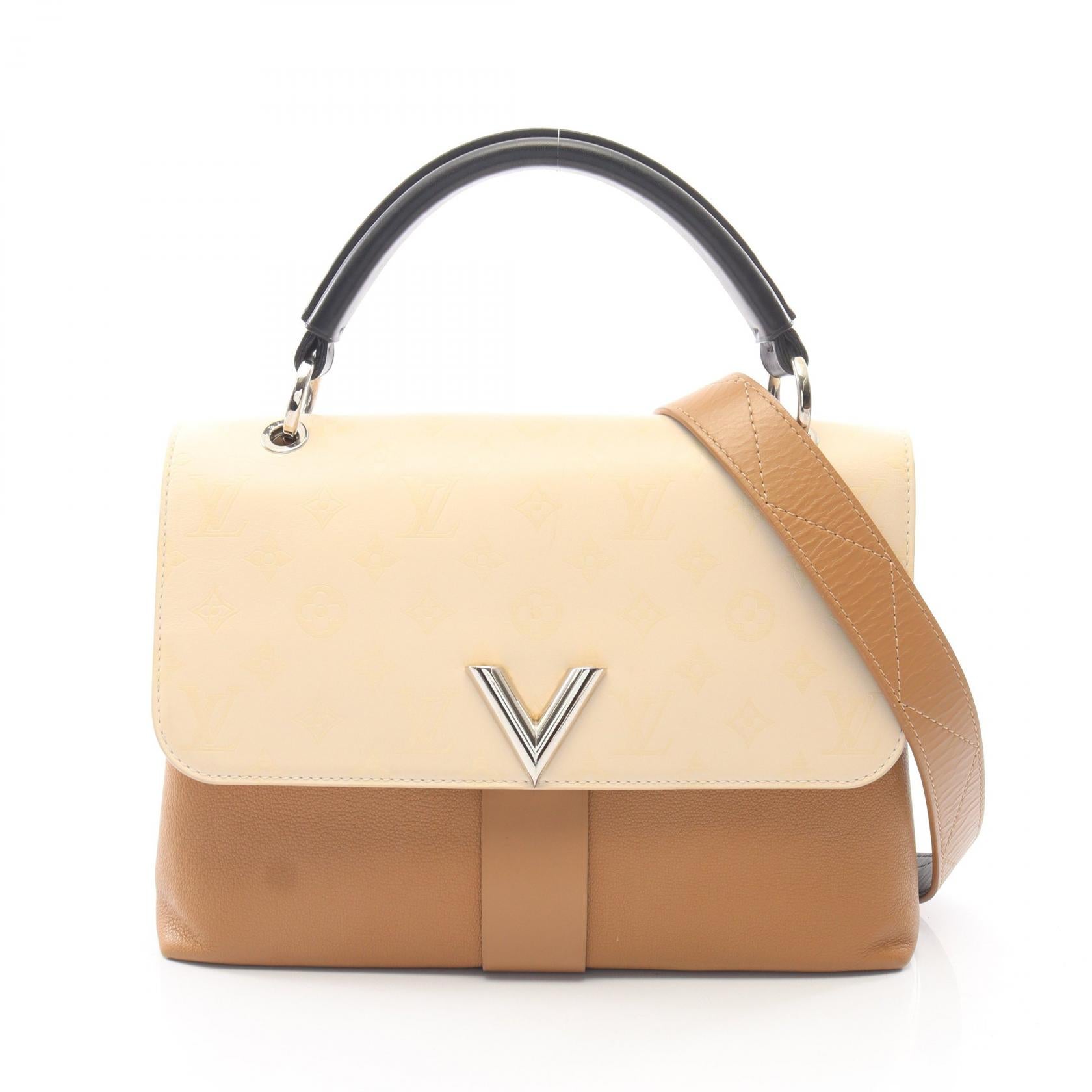 ヴェリーワンハンドルバッグ 2WAY ハンドバッグ レザー ベージュ ライトブラウン ブラック ルイヴィトン バッグ LOUIS VUITTON