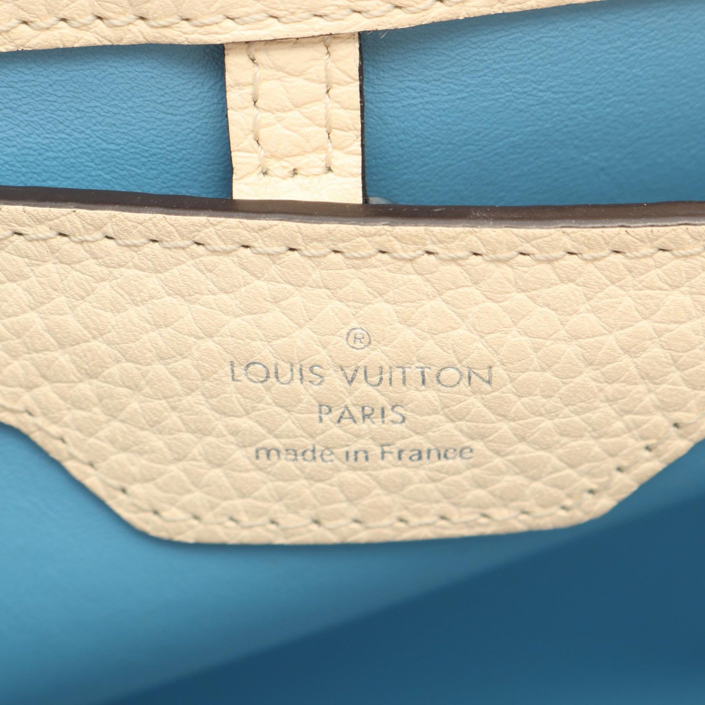 カプシーヌMM 2WAY ハンドバッグ レザー アイボリー ライトブルー ルイヴィトン バッグ LOUIS VUITTON