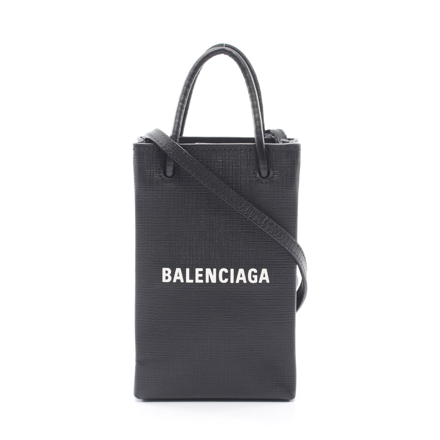フォンホルダー ミニ 2WAY ハンドバッグ トートバッグ レザー ブラック バレンシアガ バッグ BALENCIAGA