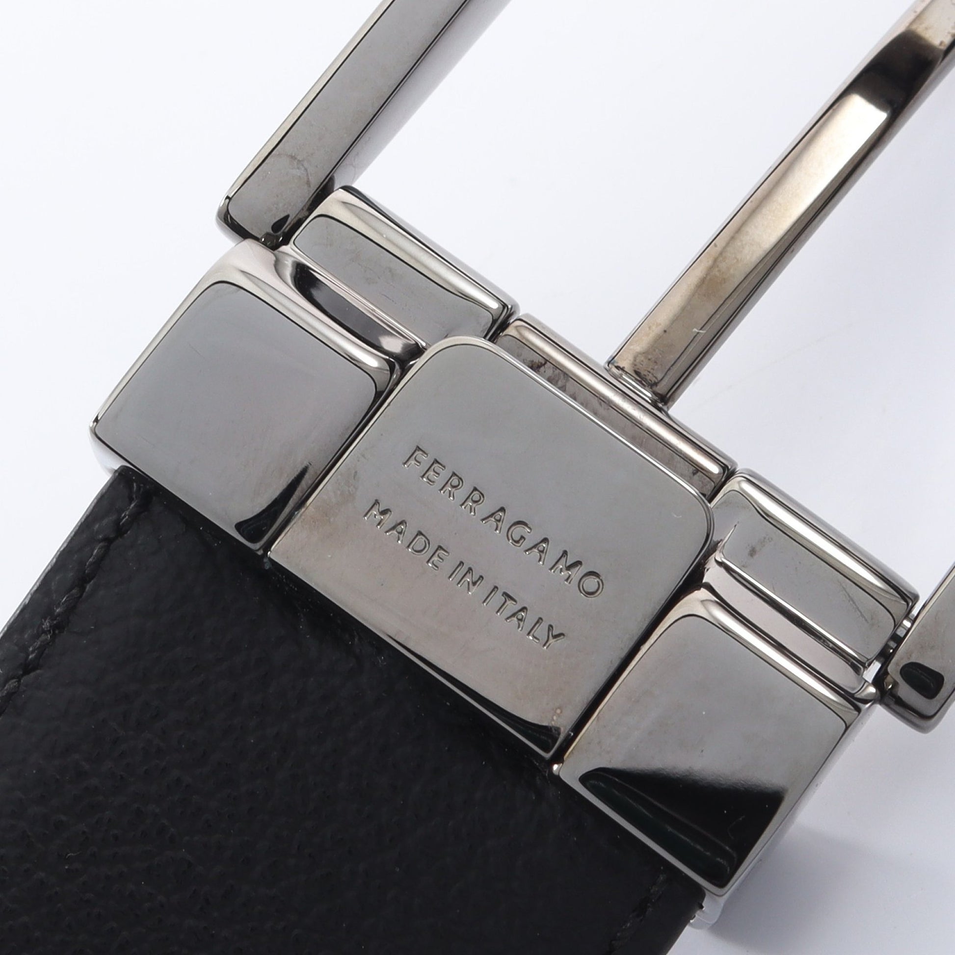 シルバー金具 リバーシブル ベルト レザー ダークブラウン ブラック サルヴァトーレフェラガモ 財布・小物 Salvatore Ferragamo