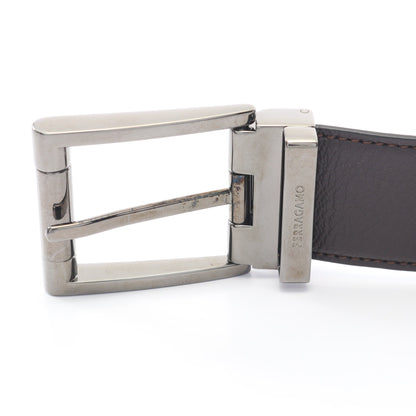 シルバー金具 リバーシブル ベルト レザー ダークブラウン ブラック サルヴァトーレフェラガモ 財布・小物 Salvatore Ferragamo