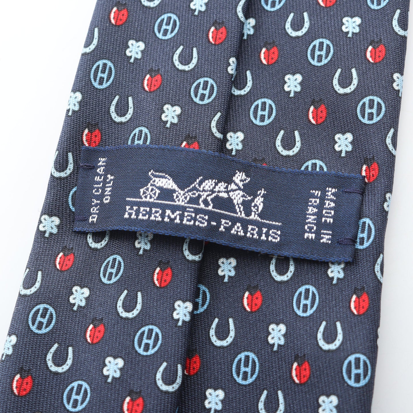 総柄 ネクタイ シルク ネイビー エルメス 財布・小物 HERMES