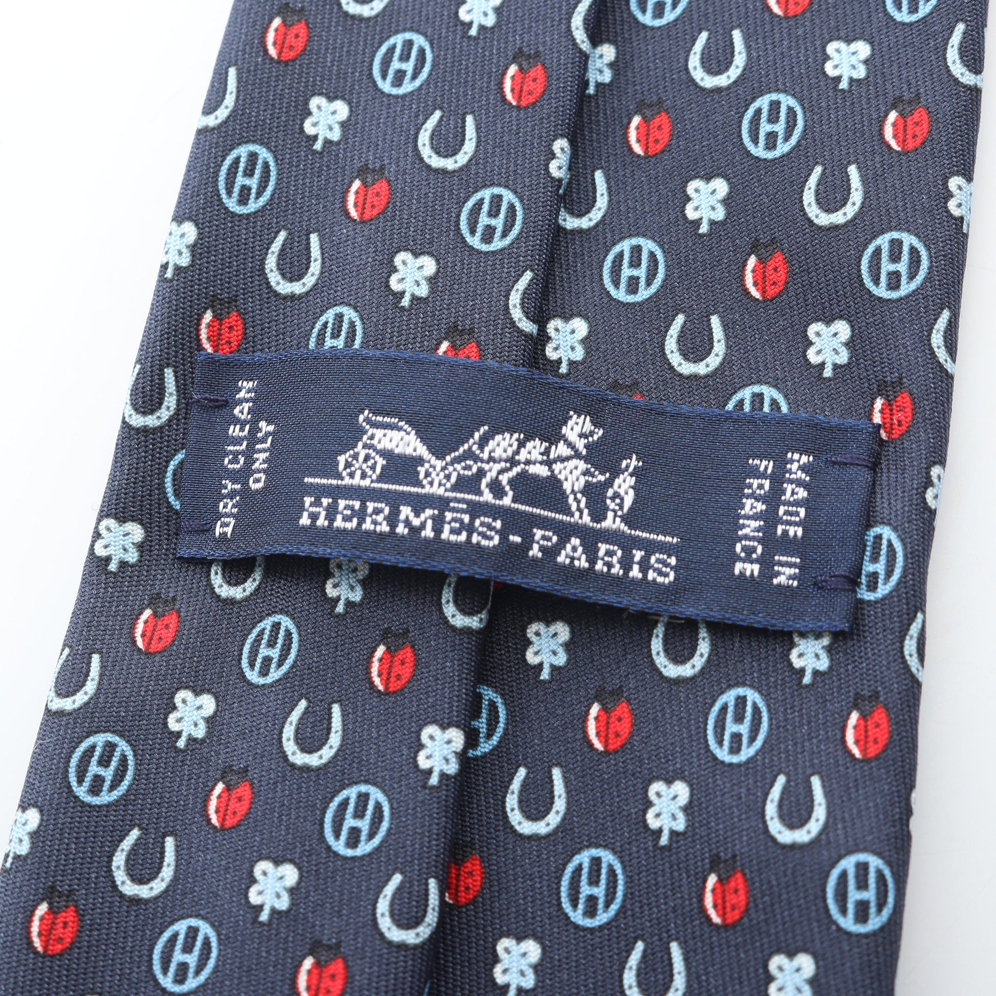総柄 ネクタイ シルク ネイビー エルメス 財布・小物 HERMES