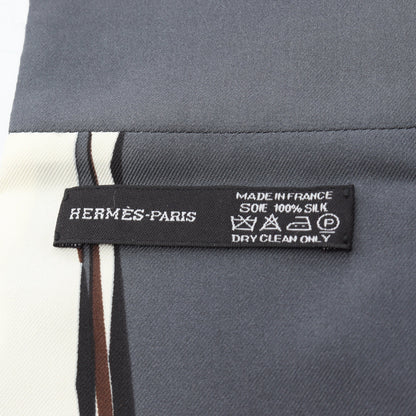 スヌード Caleche ELASTIQUE スカーフ シルク グレー ダークブラウン マルチカラー エルメス 財布・小物 HERMES