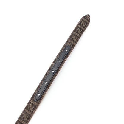 FFロゴ ズッカ柄 リバーシブル ベルト ファブリック レザー グレーブラウン ブラック フェンディ