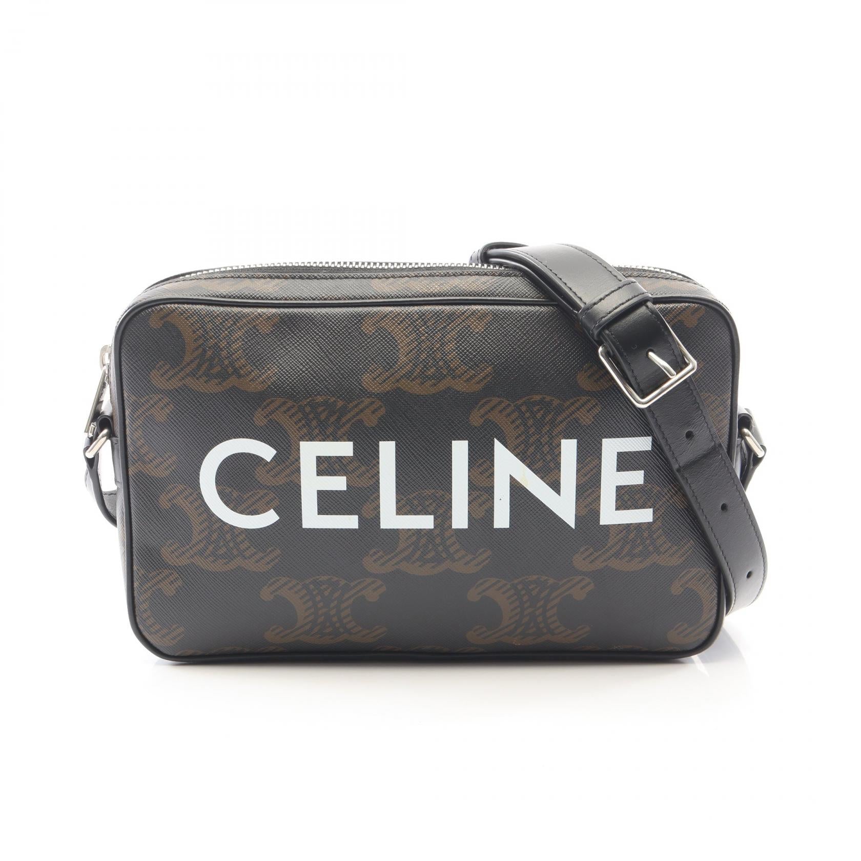 トリオンフ ミディアム メッセンジャーバッグ ショルダーバッグ PVC レザー ブラック セリーヌ バッグ CELINE
