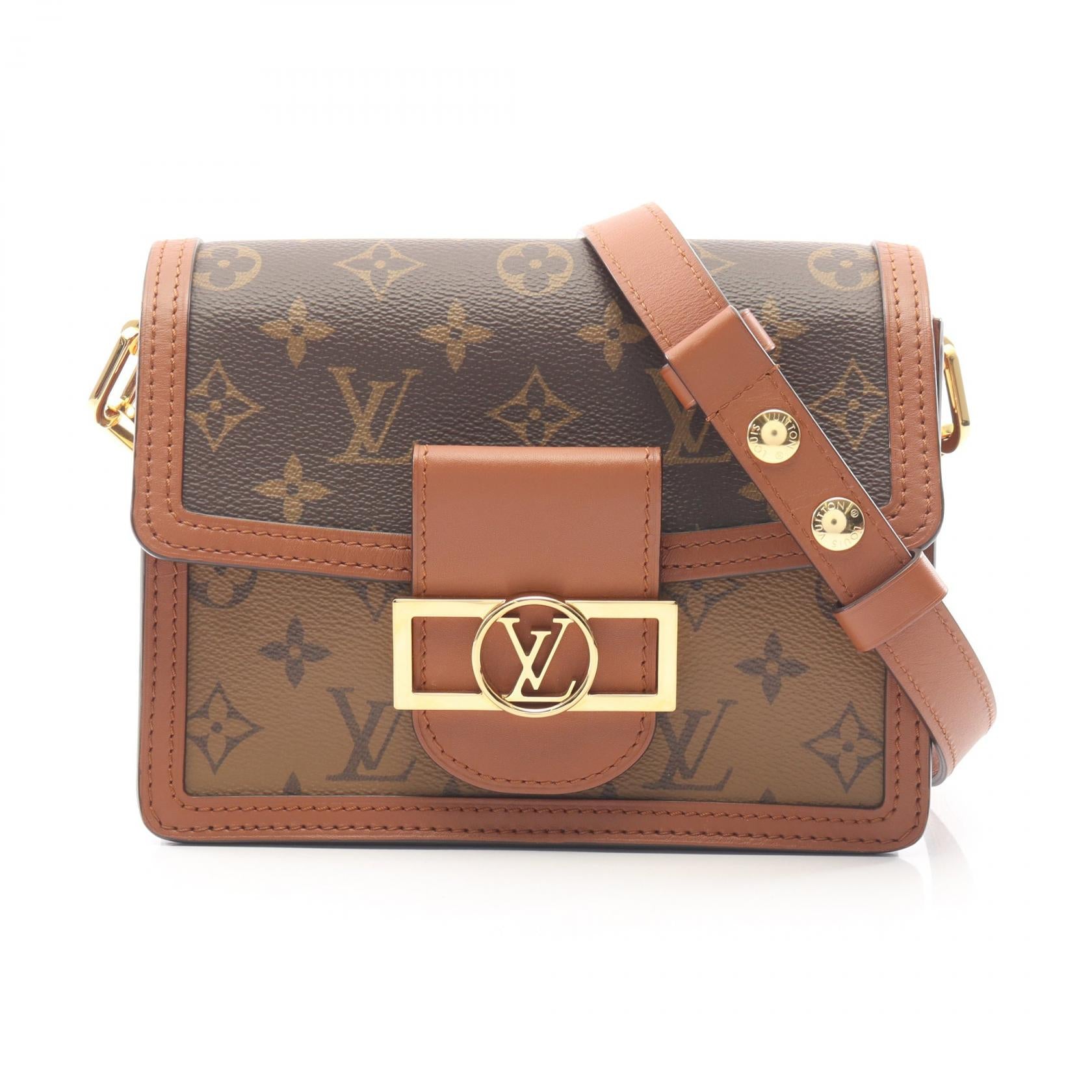 ドーフィーヌ MINI モノグラムリバース ショルダーバッグ PVC レザー ブラウン ベージュ ルイヴィトン バッグ LOUIS VUITTON