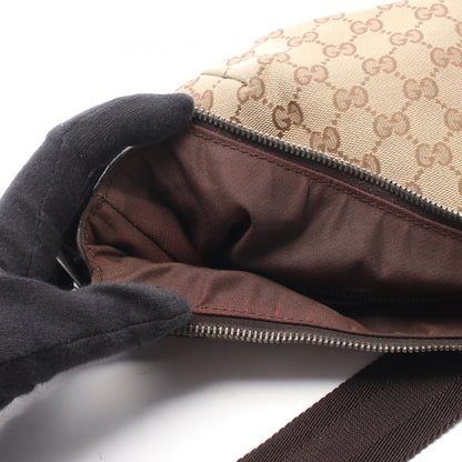 GGキャンバス ショルダーバッグ キャンバス レザー ベージュ ダークブラウン グッチ バッグ GUCCI