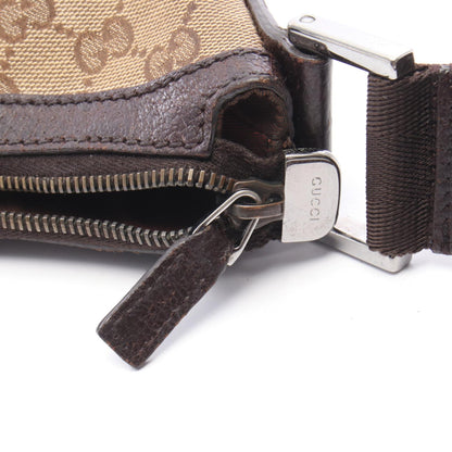 GGキャンバス ショルダーバッグ キャンバス レザー ベージュ ダークブラウン グッチ バッグ GUCCI