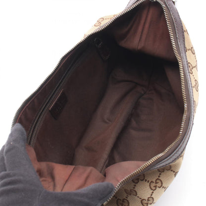 GGキャンバス ショルダーバッグ キャンバス レザー ベージュ ダークブラウン グッチ バッグ GUCCI