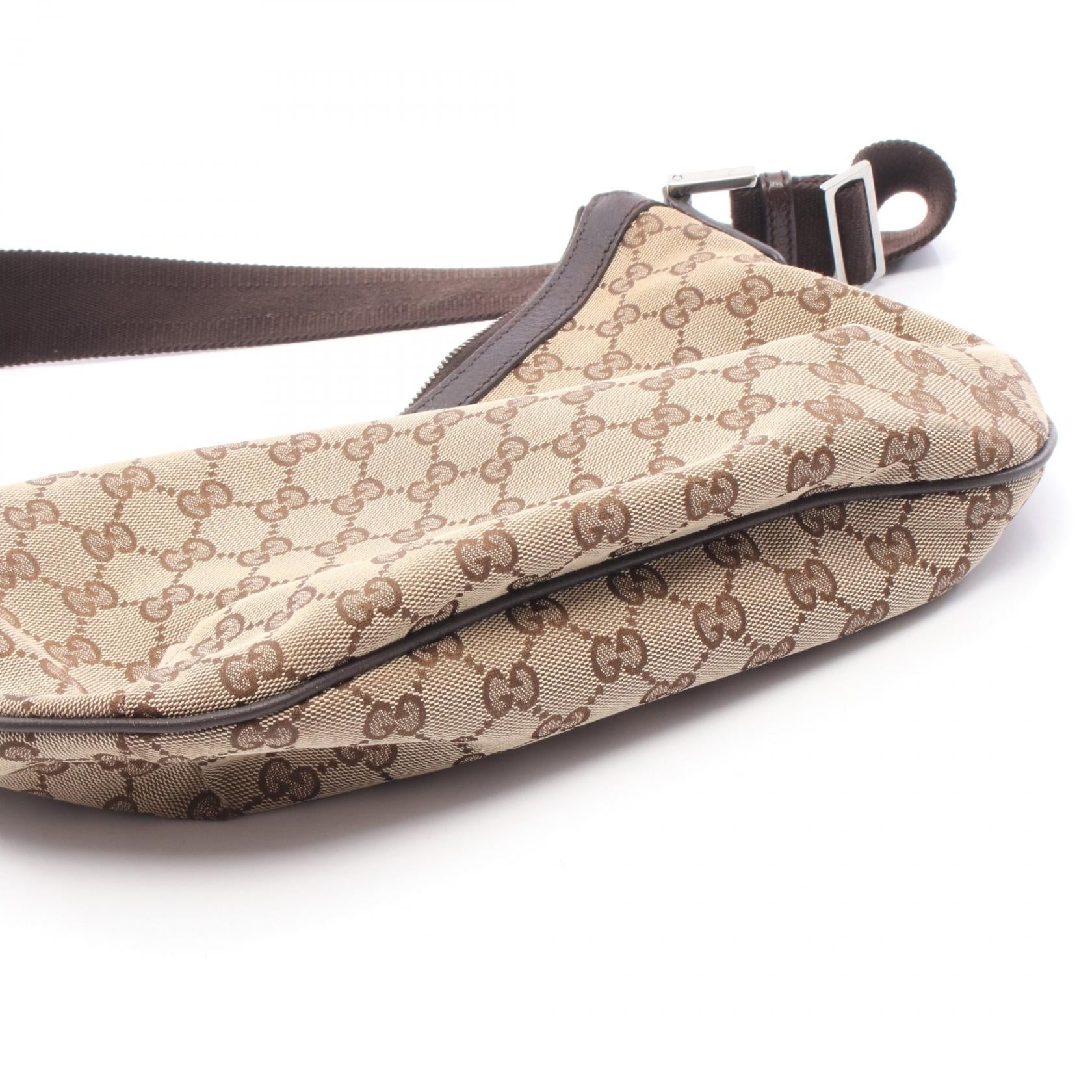 GGキャンバス ショルダーバッグ キャンバス レザー ベージュ ダークブラウン グッチ バッグ GUCCI