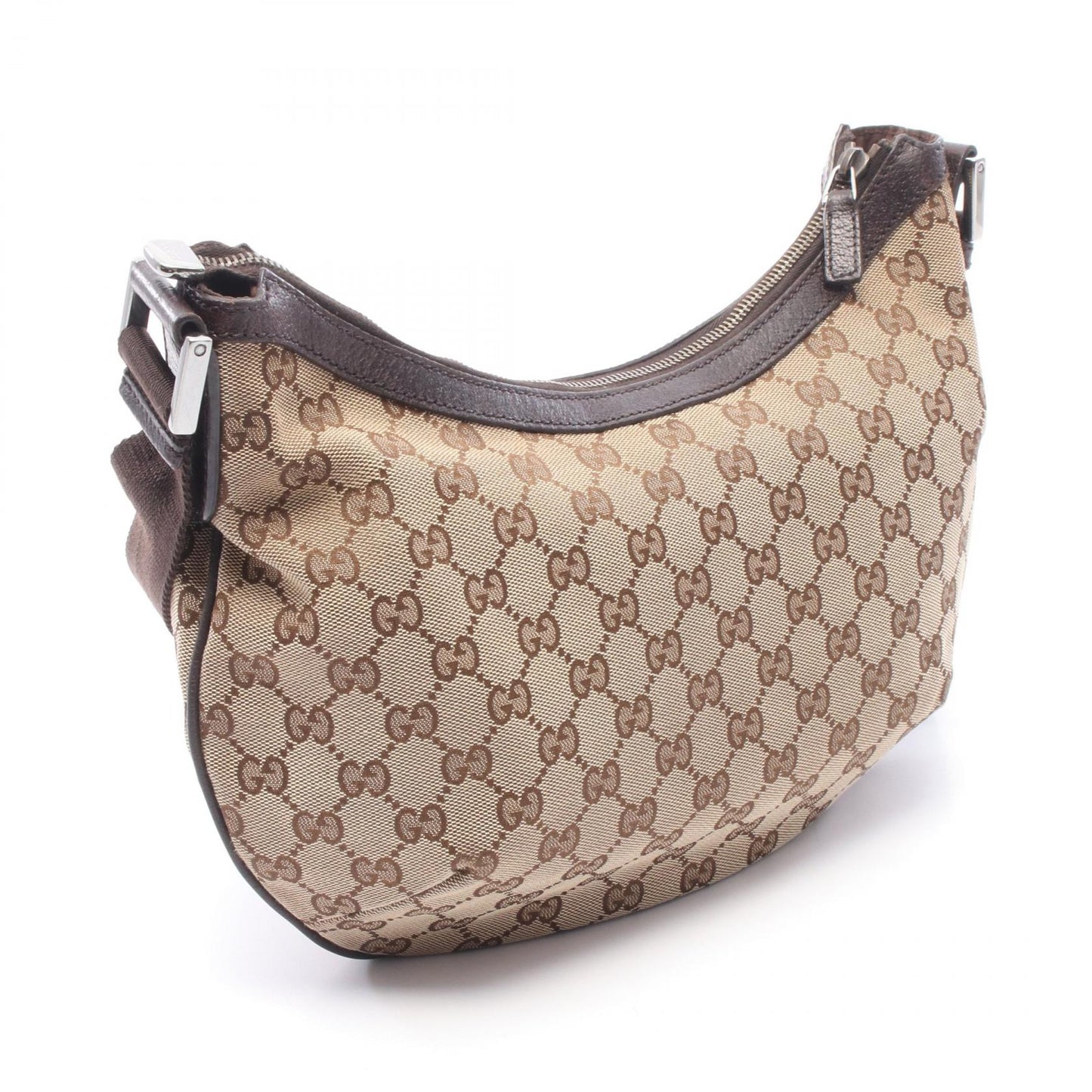 GGキャンバス ショルダーバッグ キャンバス レザー ベージュ ダークブラウン グッチ バッグ GUCCI