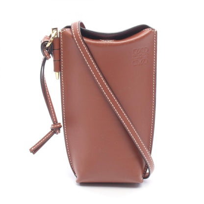 GATE POCKET ゲートポケット ショルダーバッグ レザー ブラウン ロエベ バッグ LOEWE