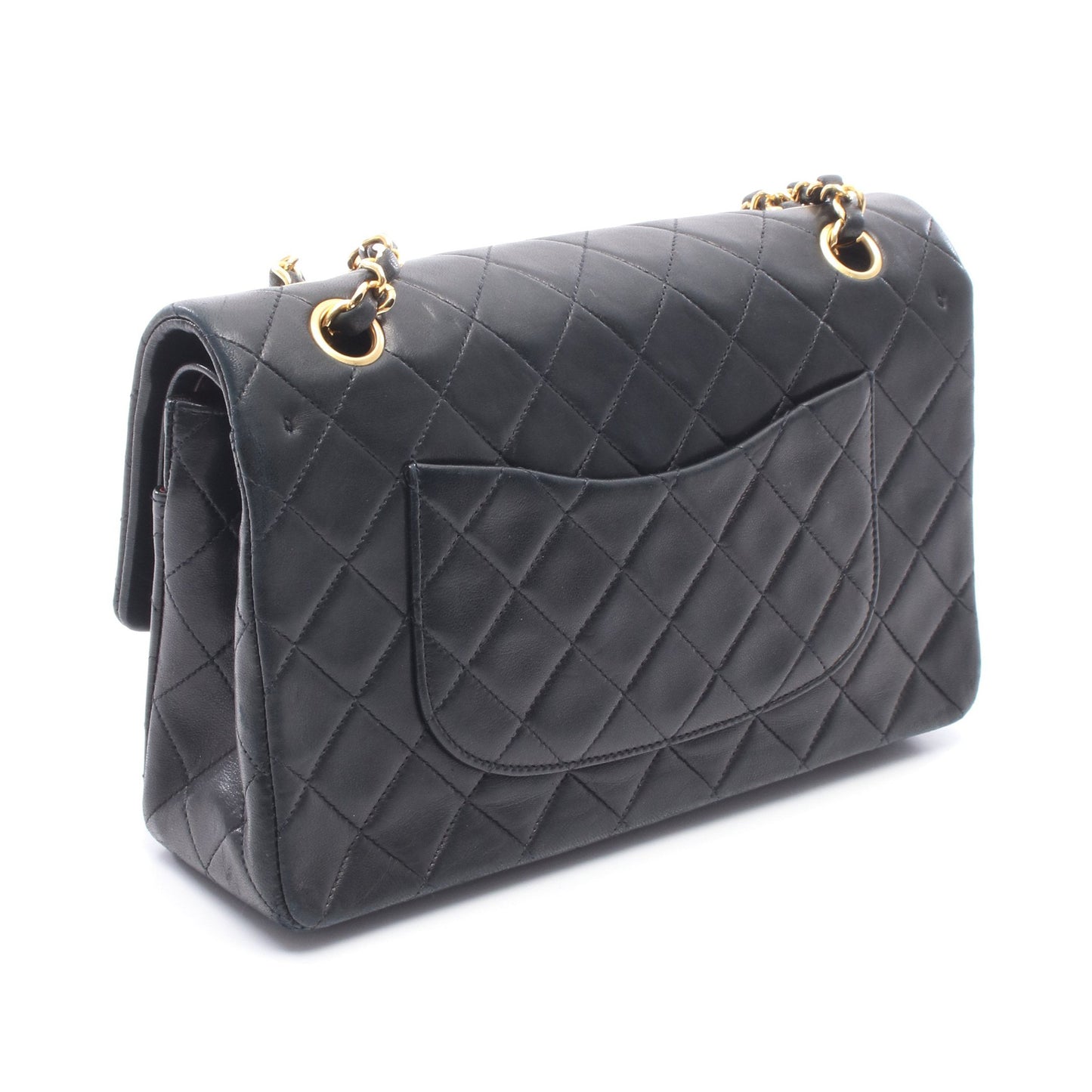 マトラッセ Wフラップ Wチェーンショルダーバッグ ラムスキン ブラック ゴールド金具 シャネル バッグ CHANEL