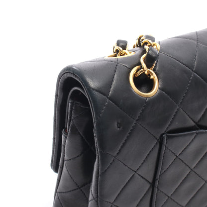 マトラッセ Wフラップ Wチェーンショルダーバッグ ラムスキン ブラック ゴールド金具 シャネル バッグ CHANEL
