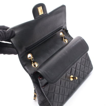 マトラッセ Wフラップ Wチェーンショルダーバッグ ラムスキン ブラック ゴールド金具 シャネル バッグ CHANEL
