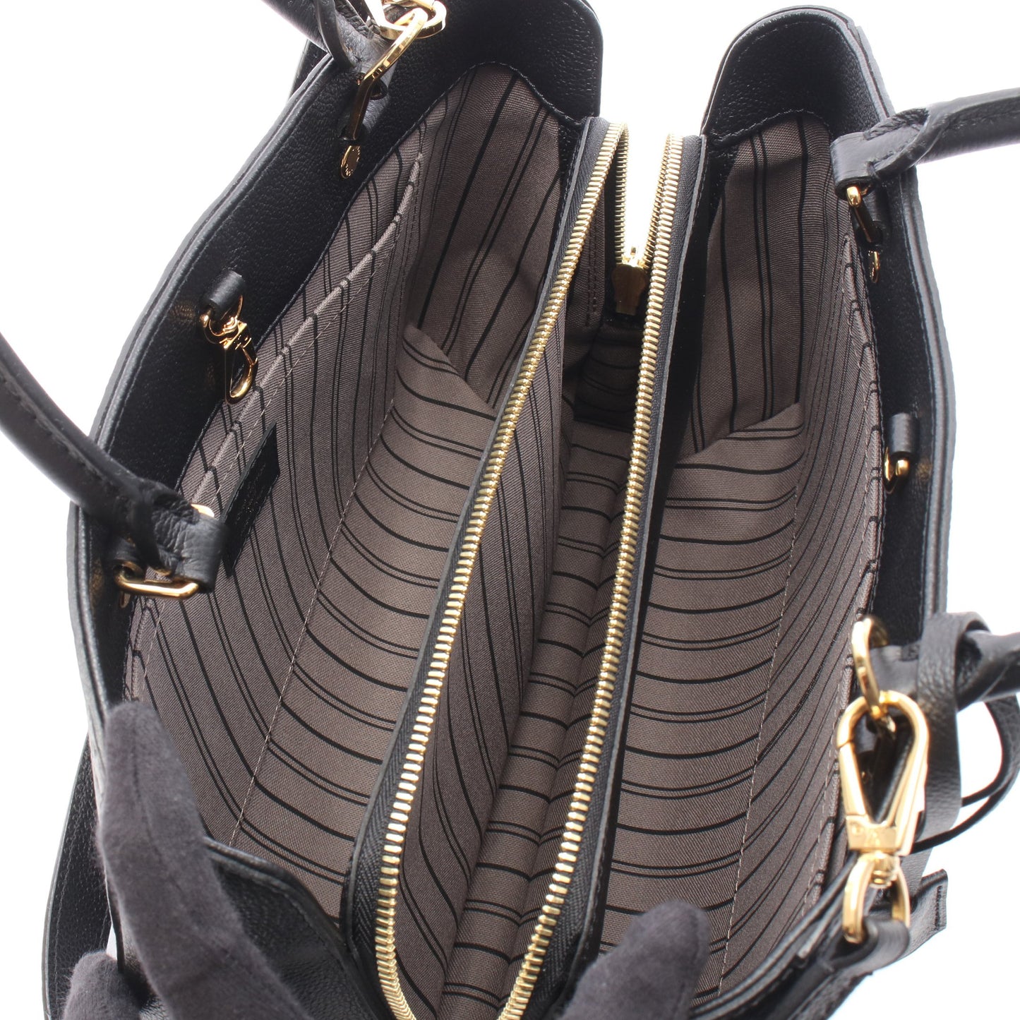 モンテーニュMM モノグラムアンプラント ノワール 2WAY ハンドバッグ レザー ブラック ルイヴィトン バッグ LOUIS VUITTON