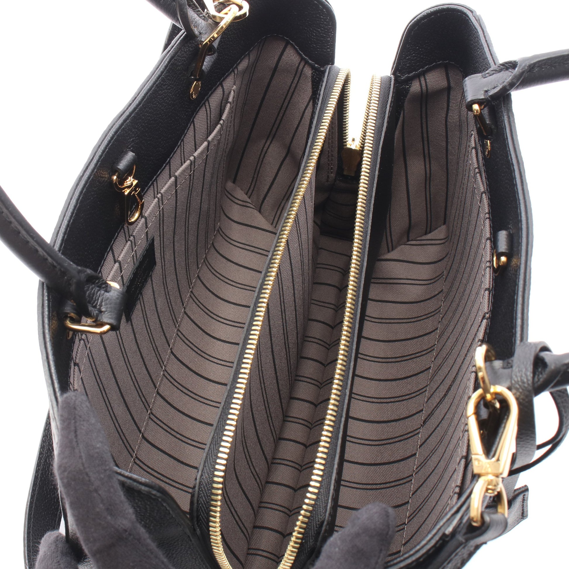 モンテーニュMM モノグラムアンプラント ノワール 2WAY ハンドバッグ レザー ブラック ルイヴィトン バッグ LOUIS VUITTON