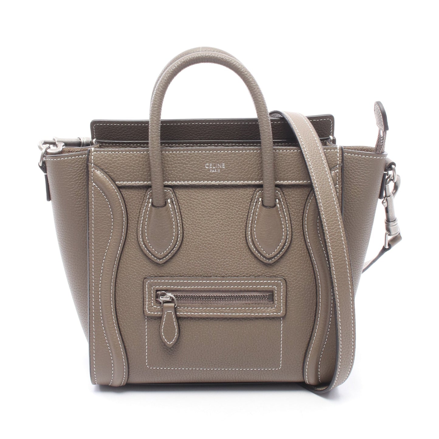 ラゲージ ナノショッパー 2WAY ハンドバッグ レザー グレーベージュ セリーヌ バッグ CELINE