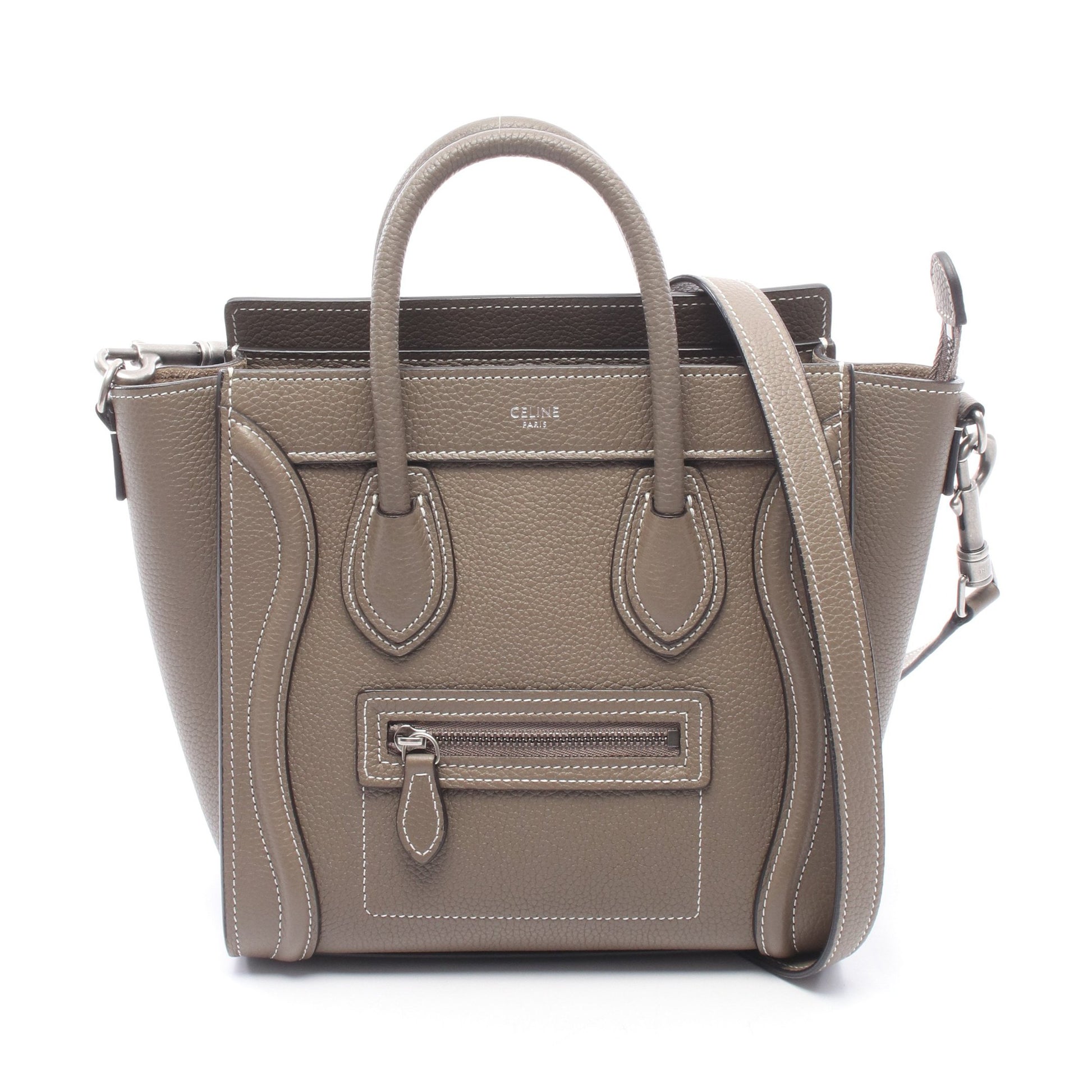 ラゲージ ナノショッパー 2WAY ハンドバッグ レザー グレーベージュ セリーヌ バッグ CELINE
