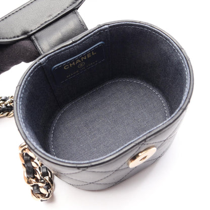 マトラッセ ミニバニティ チェーンショルダーバッグ ラムスキン ブラック ゴールド金具 シャネル バッグ CHANEL