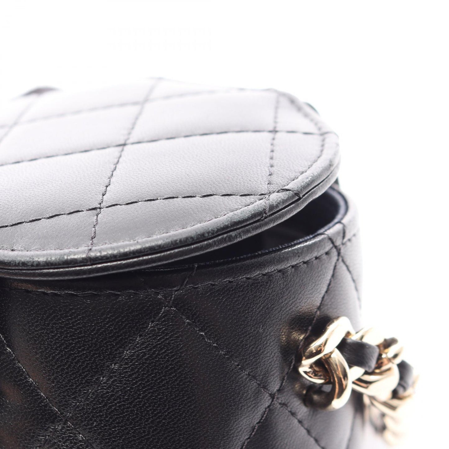マトラッセ ミニバニティ チェーンショルダーバッグ ラムスキン ブラック ゴールド金具 シャネル バッグ CHANEL