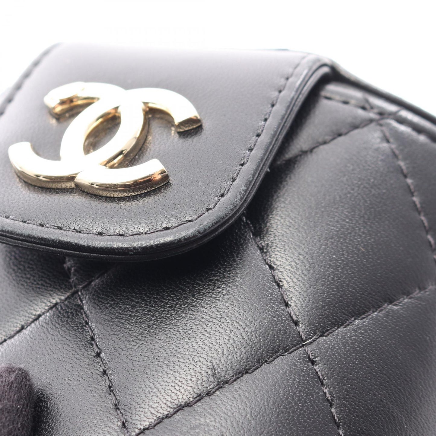 マトラッセ ミニバニティ チェーンショルダーバッグ ラムスキン ブラック ゴールド金具 シャネル バッグ CHANEL