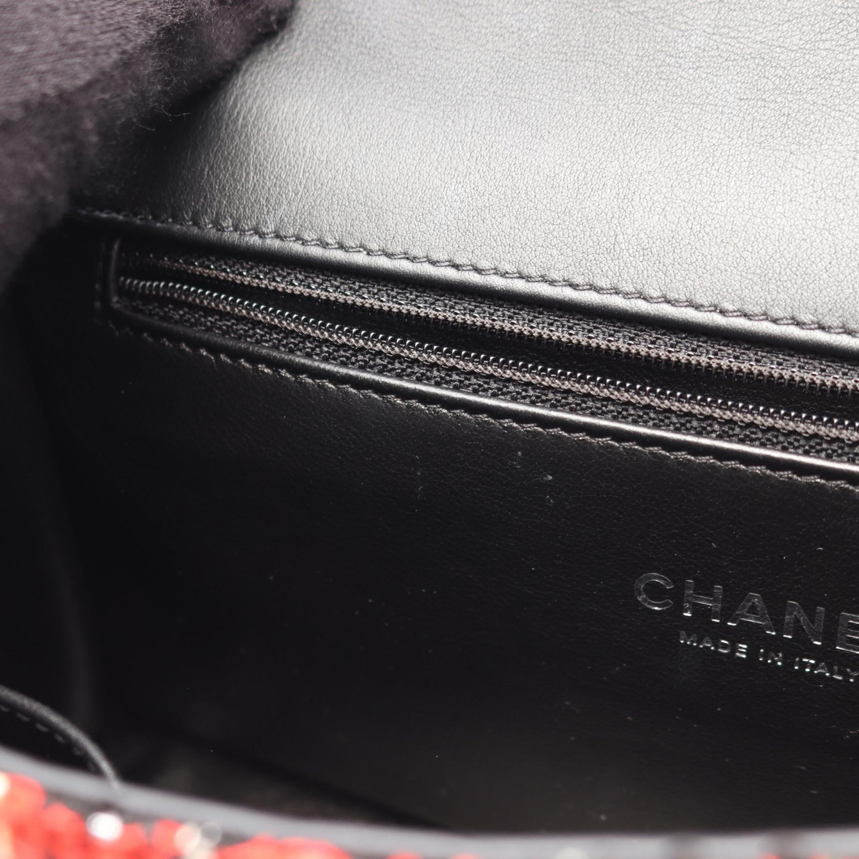 CCフィリグリー マトラッセ チェーンショルダーバッグ ツイード レザー レッド ブラック マルチカラー シルバー金具 シャネル バッグ CHANEL
