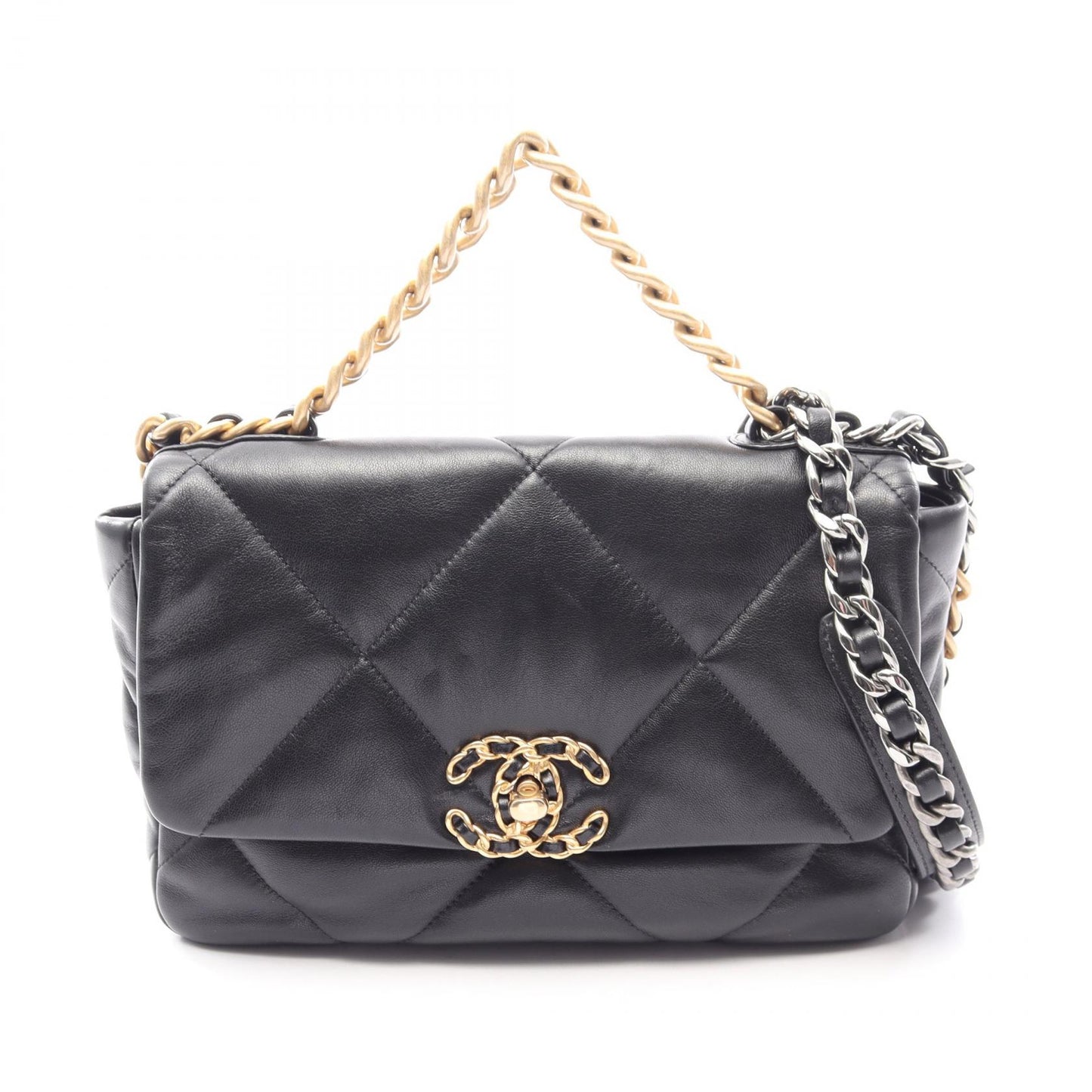 19 ディズヌフ マトラッセ コンビ金具 2WAY チェーンショルダーバッグ ラムスキン ブラック シャネル バッグ CHANEL