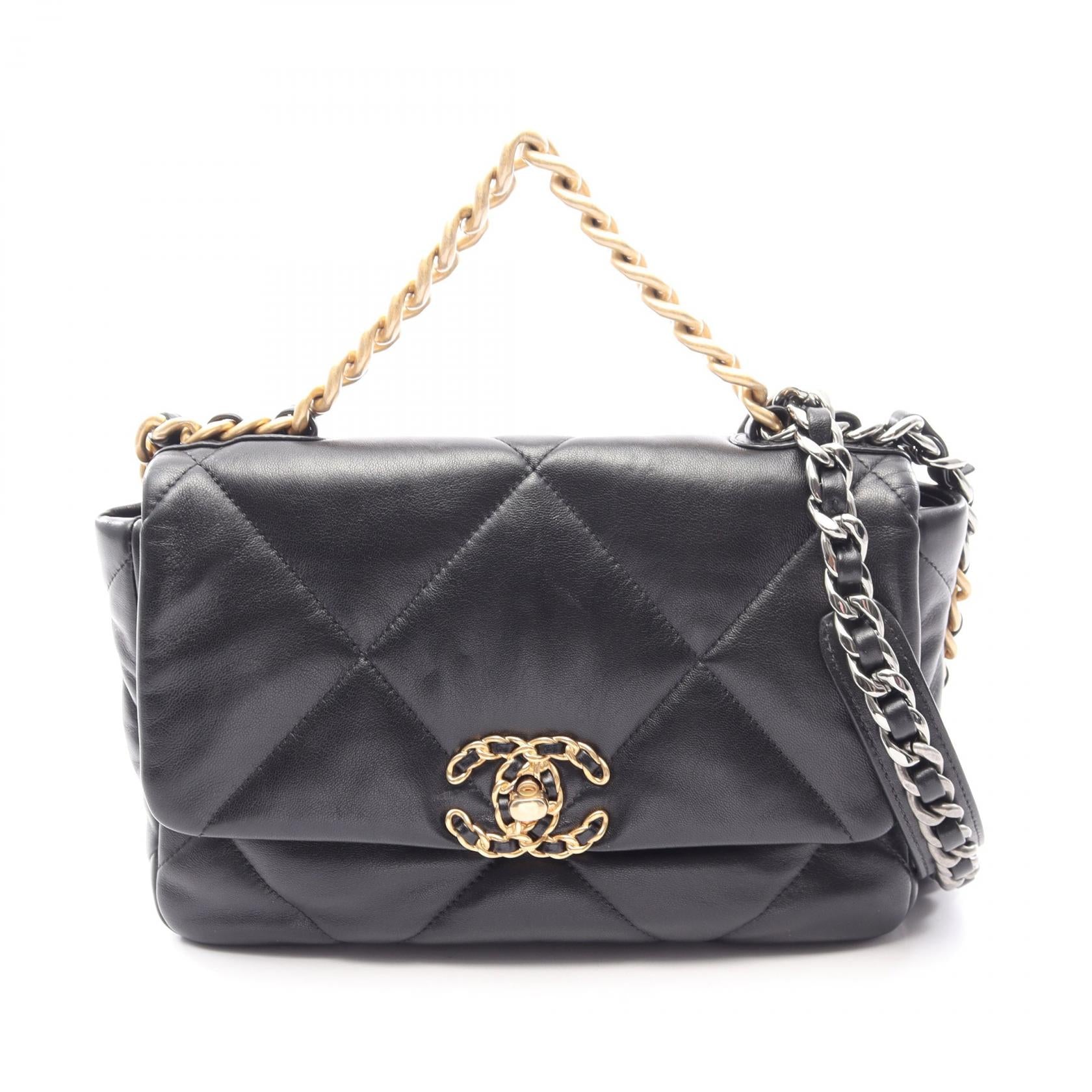 19 ディズヌフ マトラッセ コンビ金具 2WAY チェーンショルダーバッグ ラムスキン ブラック シャネル バッグ CHANEL