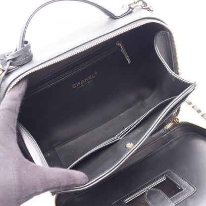 CCフィリグリー マトラッセ バニティ 2WAY チェーンショルダーバッグ キャビアスキン ブラック ゴールド金具 シャネル バッグ CHANEL