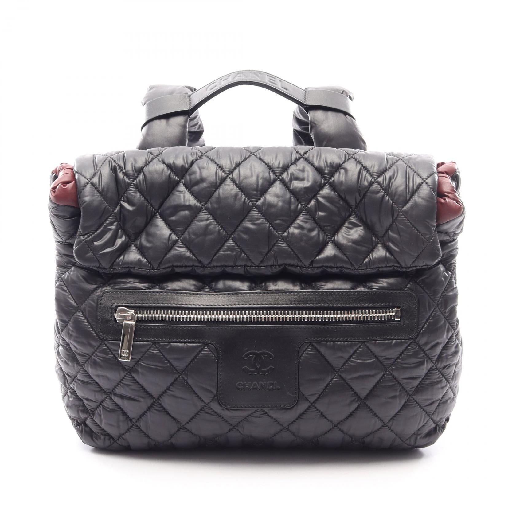 コココクーン バックパック リュックサック ナイロン レザー ブラック シルバー金具 シャネル バッグ CHANEL