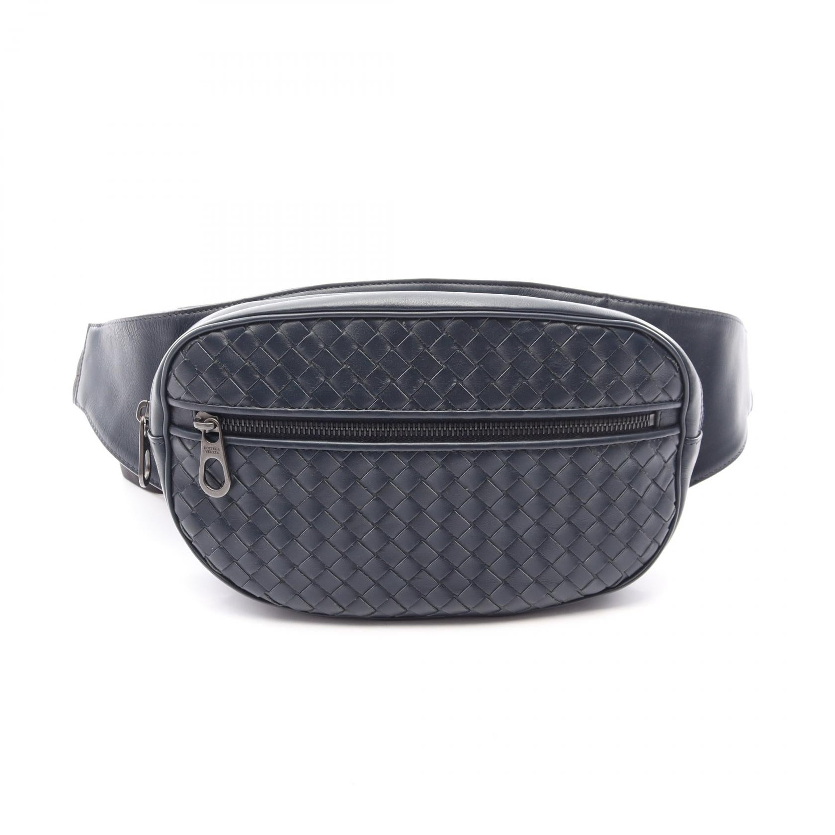 イントレチャート ウエストバッグ レザー ネイビー ボッテガヴェネタ バッグ BOTTEGA VENETA