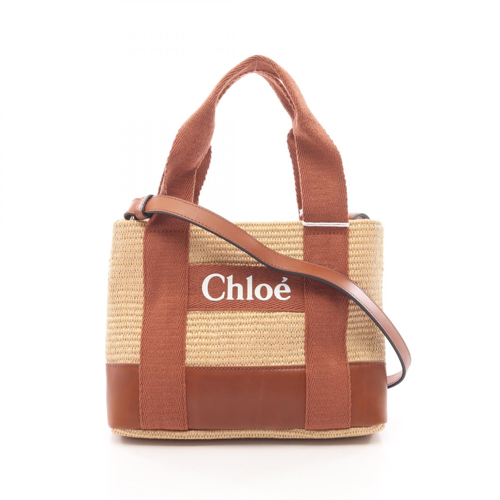 Chloé ストロー かごバッグ　新品　未使用　タグ付 キッズ 2WAY かごバッグ ショルダーバッグ フェイクストロー レザー