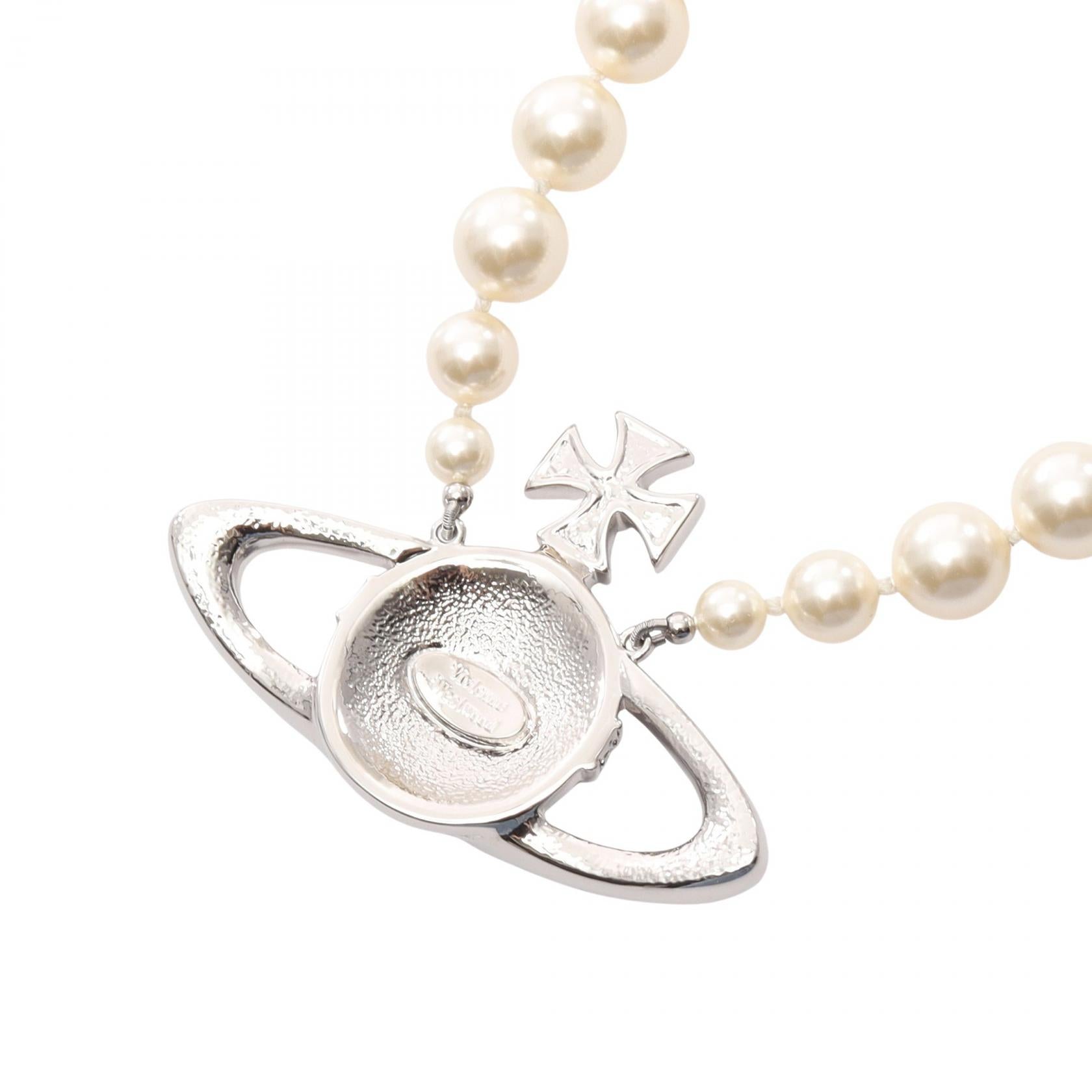 MAN.BAS RELIEF ネックレス ラインストーン フェイクパール シルバー クリア オフホワイト ヴィヴィアンウエストウッド アクセサリー Vivienne Westwood