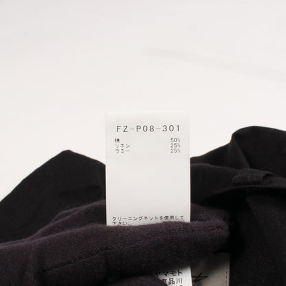 WIDE LEG PANTS WITH TRAIN ON LEFT LEG 変形 パンツ コットン リネン ブラック ヨウジヤマモト ボトムス Yohji Yamamoto