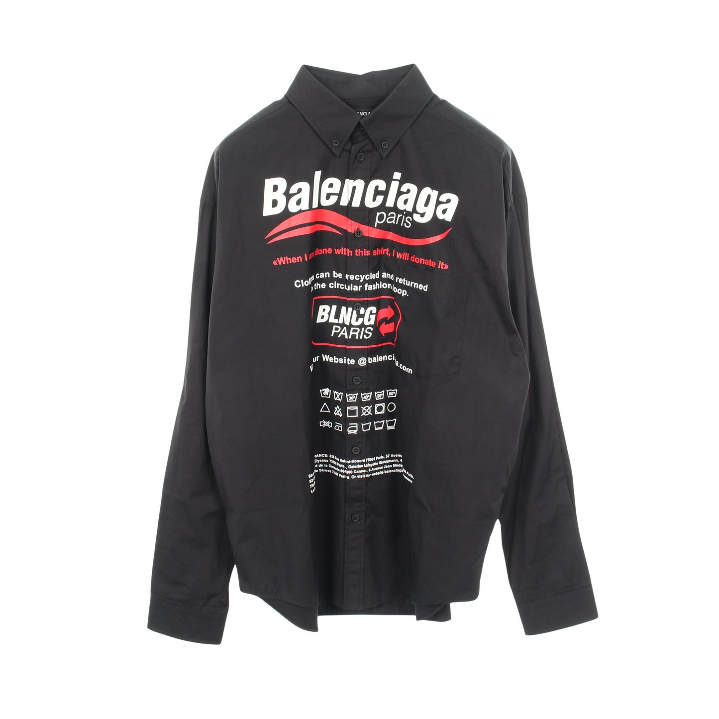 ロゴプリント 長袖 シャツ XXS ブラック バレンシアガ トップス BALENCIAGA