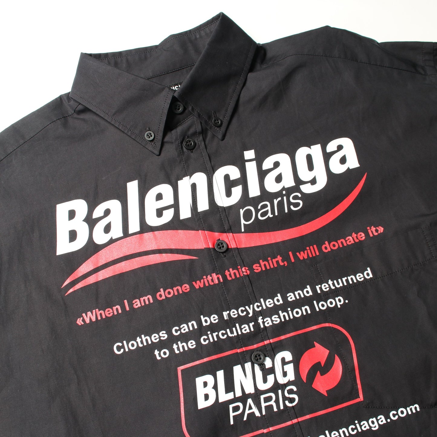 ロゴプリント 長袖 シャツ XXS ブラック バレンシアガ トップス BALENCIAGA