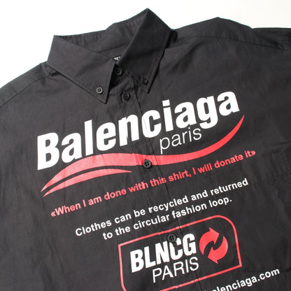 ロゴプリント 長袖 シャツ XXS ブラック バレンシアガ トップス BALENCIAGA