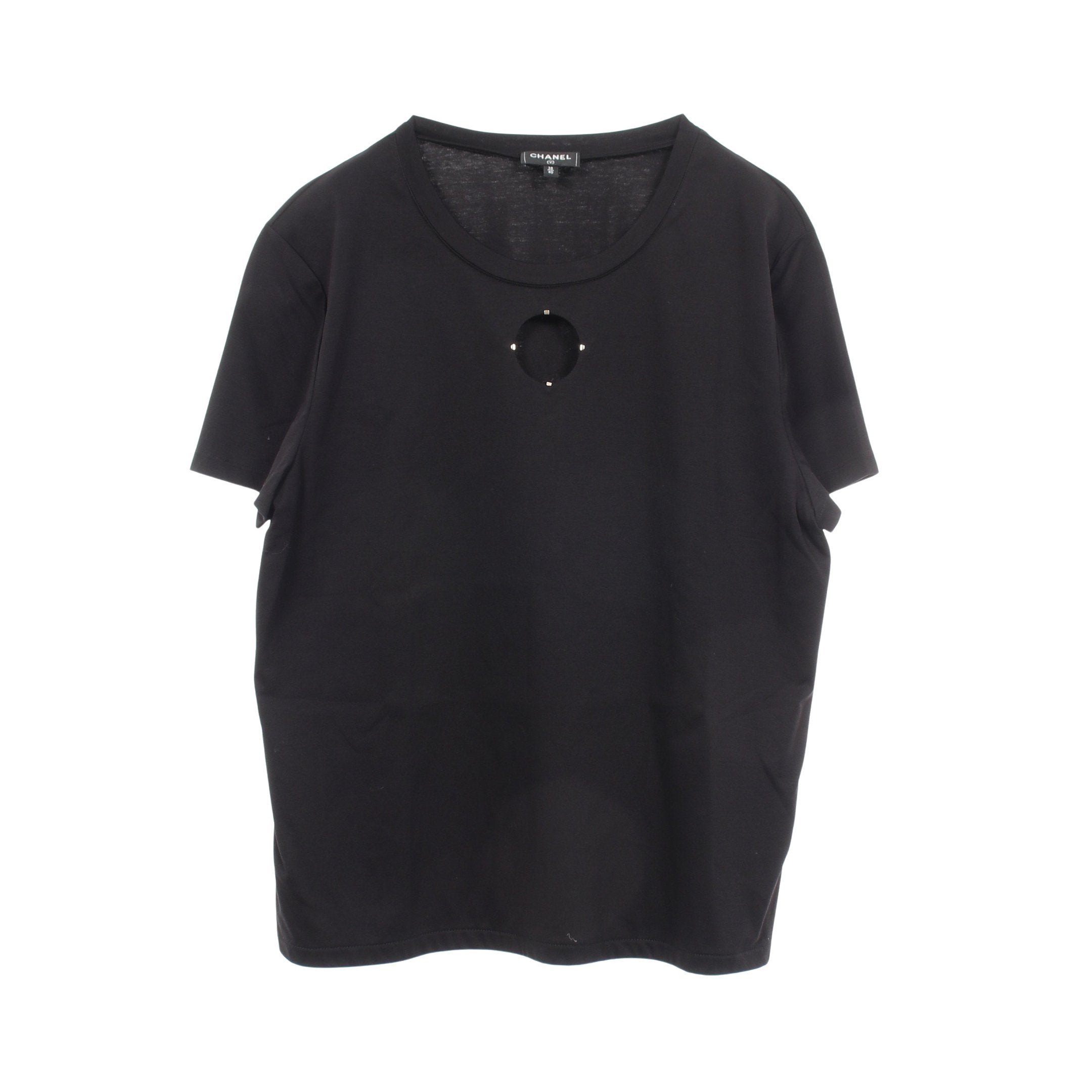 CHANEL シャネル　半袖Tシャツ ブラック クルーネック 半袖Tシャツ コットン ブラック シャネル – RECLO