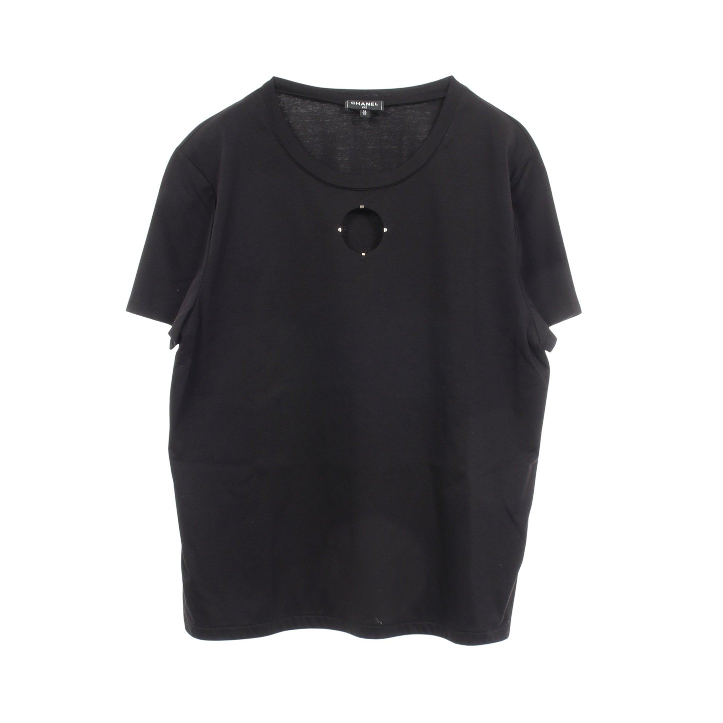 クルーネック 半袖Tシャツ コットン ブラック シャネル トップス CHANEL