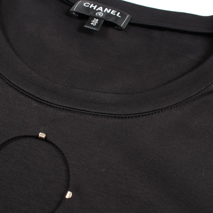 クルーネック 半袖Tシャツ コットン ブラック シャネル トップス CHANEL