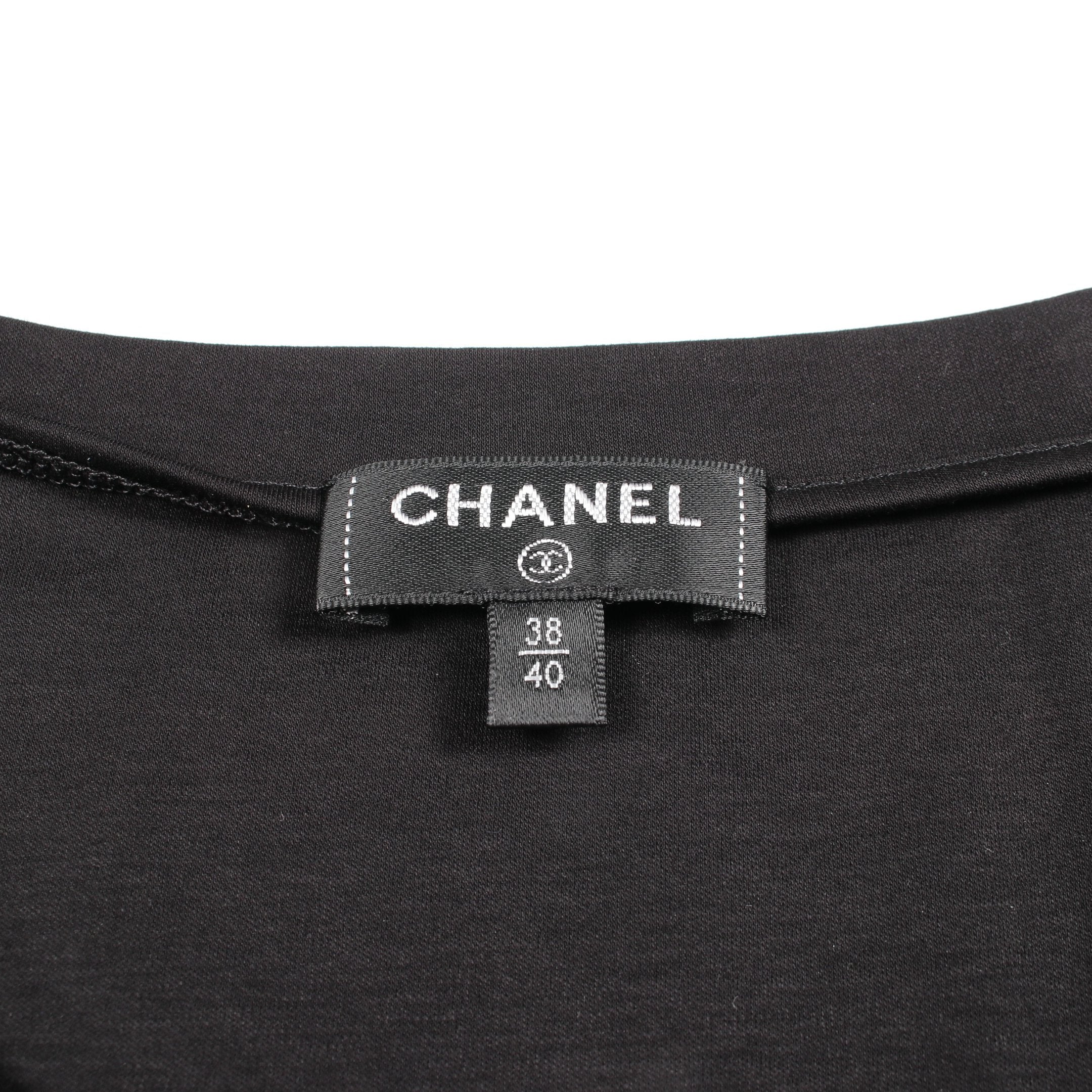 CHANEL UNIFORM T 黒色綿の半袖36 クルーネック 半袖Tシャツ コットン ブラック シャネル – RECLO