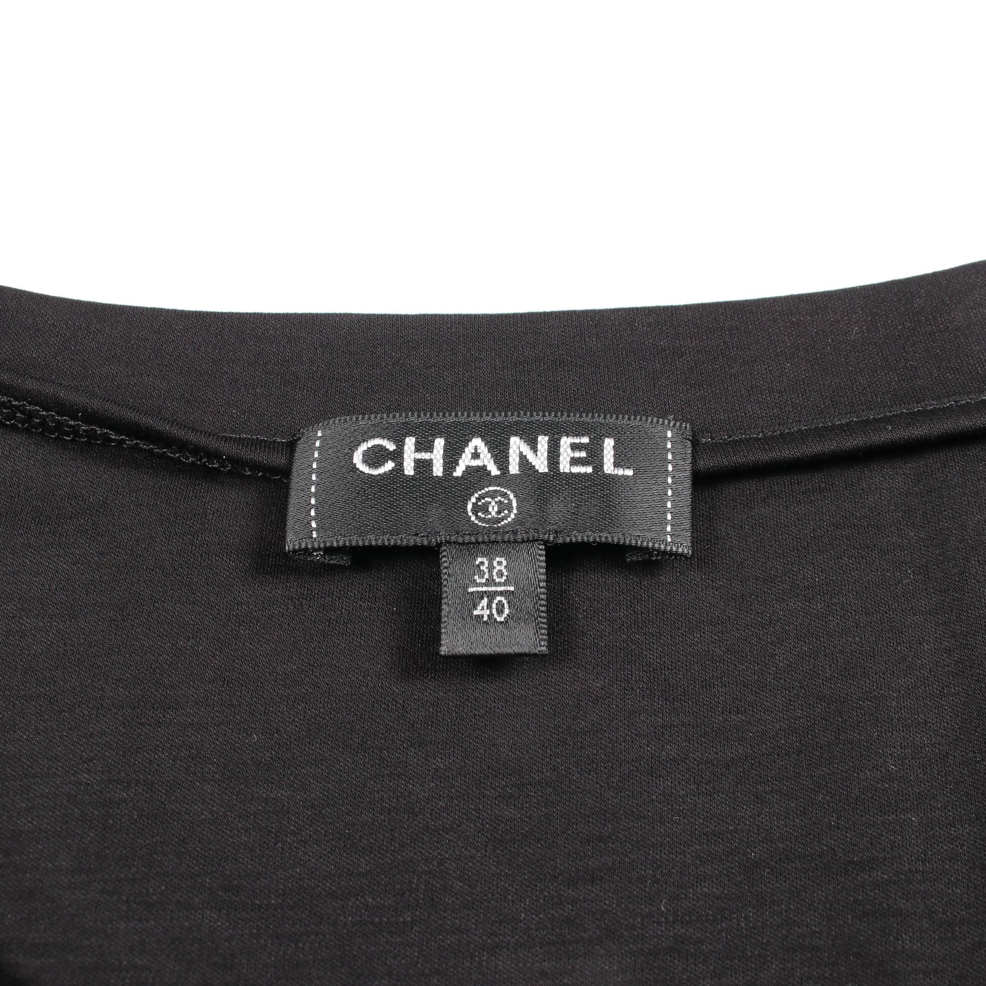 クルーネック 半袖Tシャツ コットン ブラック シャネル トップス CHANEL