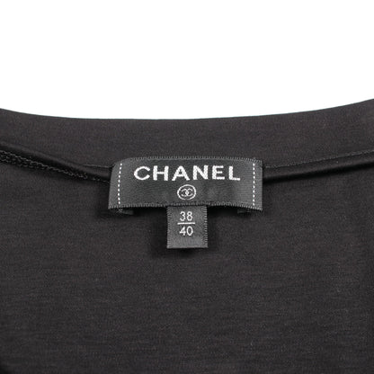 クルーネック 半袖Tシャツ コットン ブラック シャネル トップス CHANEL